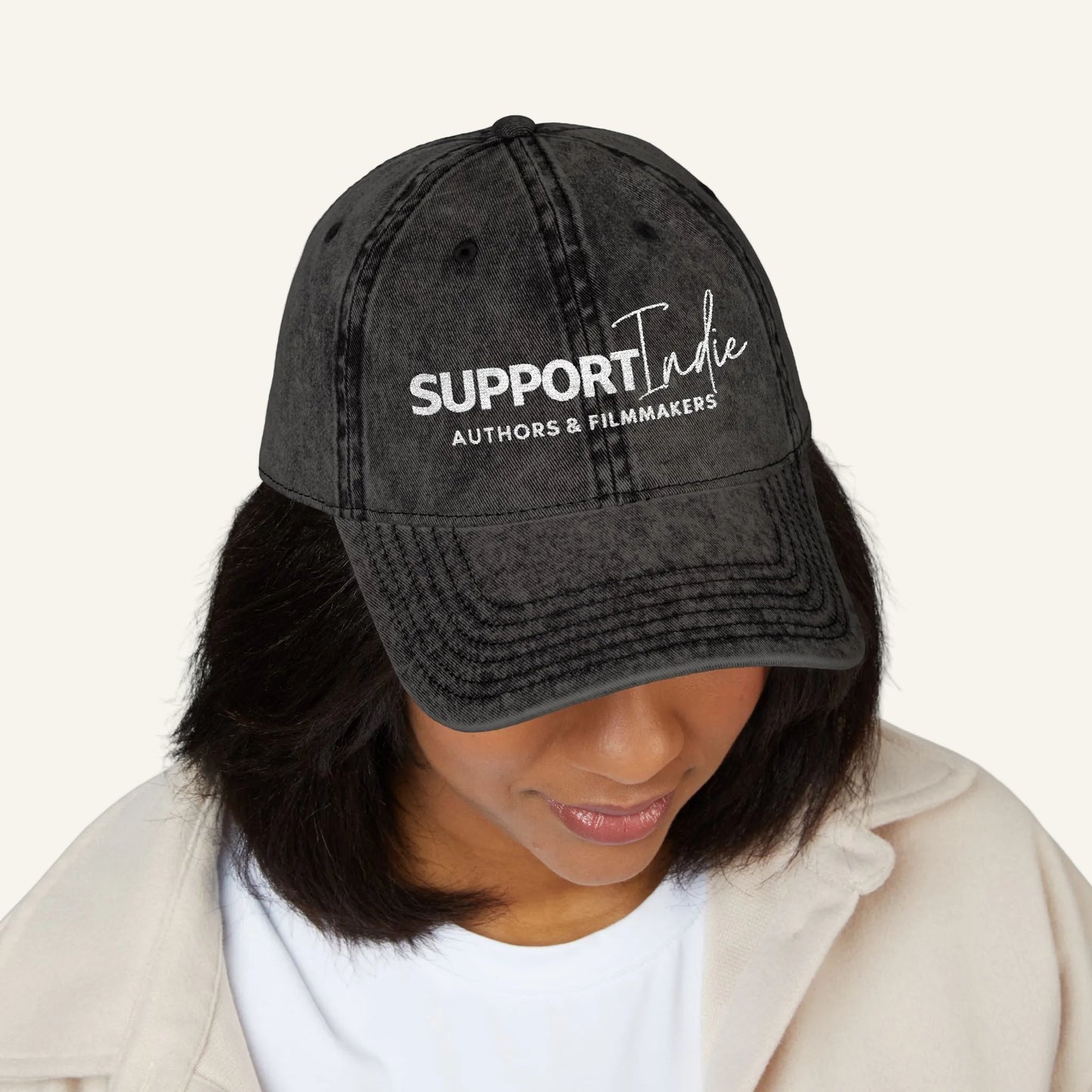 Support Indie Embroidered Washed Cotton Cap