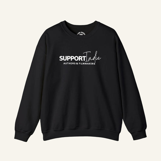 Support Indie Black Embroidered Crewneck