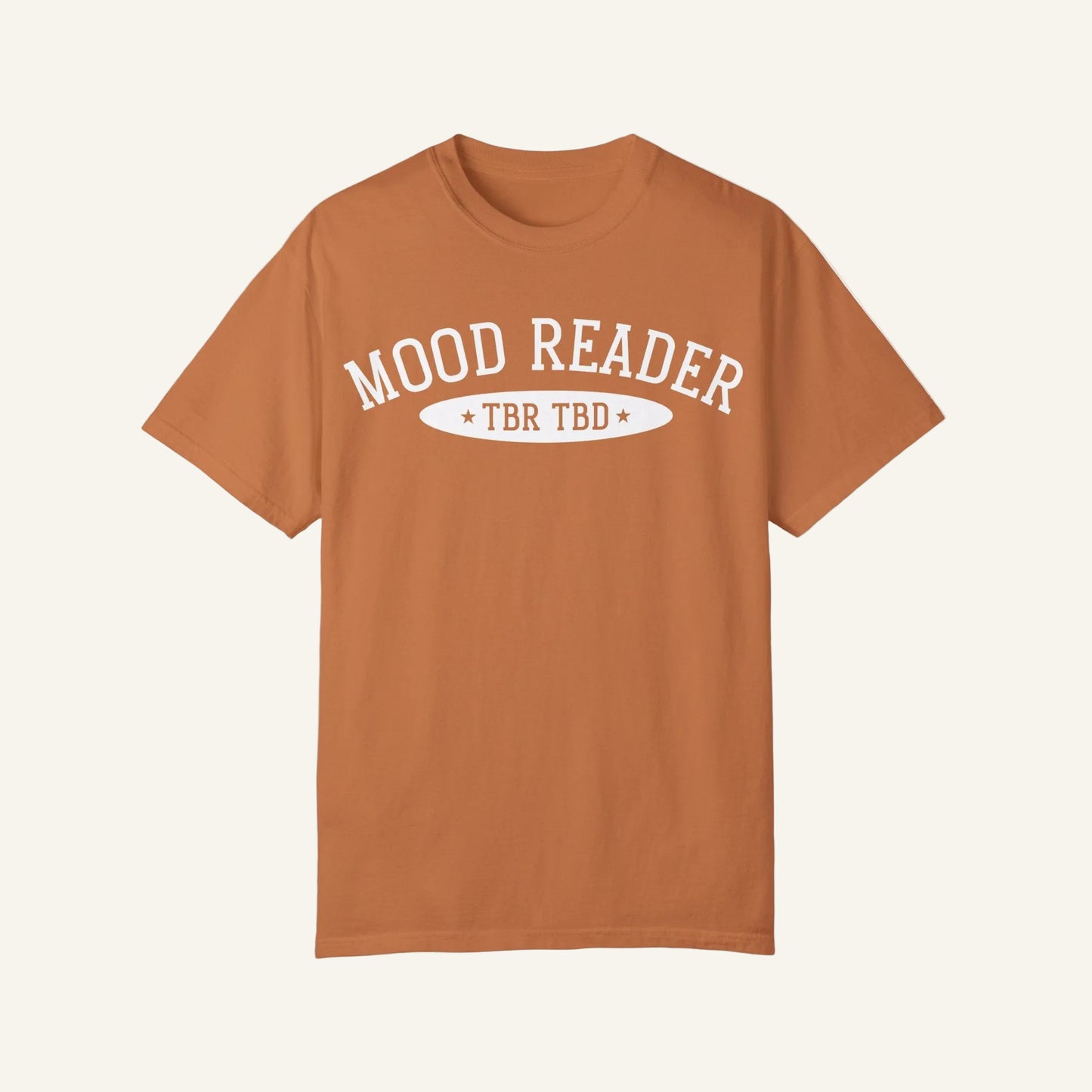 Mood Reader | TBR TBD Comfort Color T-shirt | Bookish Merch to Support the Book to Screen Club